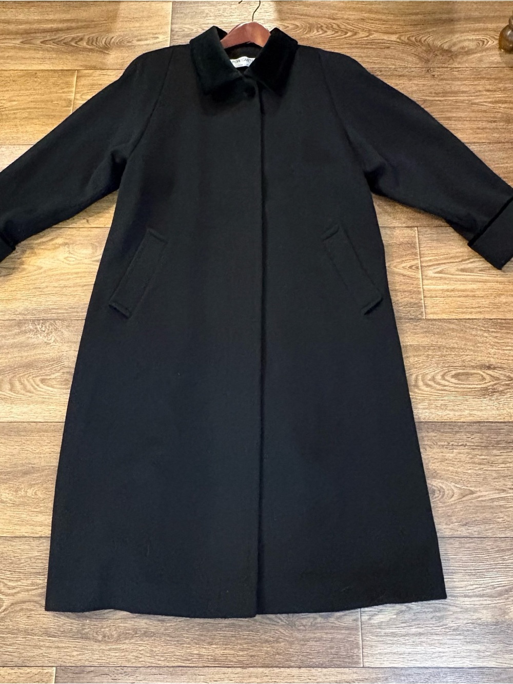 Vintage Forecaster Black Wool Coat Velvet Collar Minimalist Sz 8